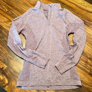 Figs Women’s heather deep purple salta seamless top with 1/4 zip